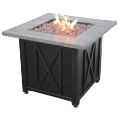Endless Summer 30' Propane Fire Table With Faux Wood Resin Mantel