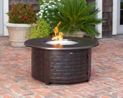 Fire Sense Perissa Woven Round Cast Aluminum LPG Gas Fire Pit - 62208