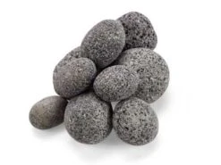 Hearth Products Controls 60lb. Box Of 2.5' To 4.4' Rolled Smooth Dark Grey Lava Stones