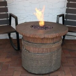 Sunnydaze 29 Inch Rope And Barrel Propane Fire Pit Table - Manual Ignition -Fire Pits Shop sunnydaze 29 inch rope and barrel propane fire pit table manual ignition 71