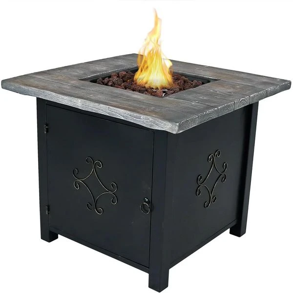 Sunnydaze 30 Inch Square Propane Fire Pit Table - Manual Ignition