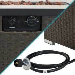 Sunnydaze 32 Inch Resin Wicker Propane Fire Pit Table - Manual Ignition -Fire Pits Shop sunnydaze 32 inch resin wicker propane fire pit table manual ignition 75