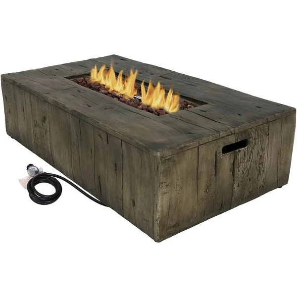 Sunnydaze 48 Inch Rustic Faux Wood Propane Fire Pit Table - Manual Ignition 3 Sunnydaze 48 Inch Rustic Faux Wood Propane Fire Pit Table - Manual Ignition