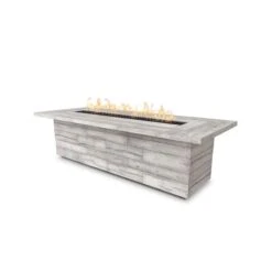 The Outdoor Plus 120 Inch Laguna Wood Grain GFRC Gas Fire Pit With Flame Sense