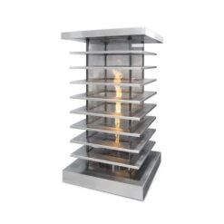 The Outdoor Plus 28 Inch Stainless Steel High-Rise Fire Tower - Match Lit
