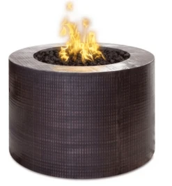 The Outdoor Plus 30 Inch Beverly Hammered Copper Gas Fire Pit With Flame Sense