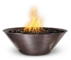 The Outdoor Plus 31 Inch Remi Hammered Copper Gas Fire Bowl