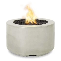 The Outdoor Plus 32 Inch Florence Concrete Fire Pit - Push-Button Flame Sense System