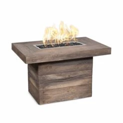 The Outdoor Plus 36 Inch Alberta Wood Grain GFRC Gas Fire Pit With Flame Sense