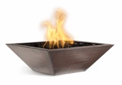 The Outdoor Plus 36 Inch Maya Hammered Copper Gas Fire Bowl