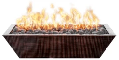 The Outdoor Plus 48 Inch Linear Maya Hammered Copper Gas Fire Bowl