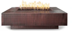 The Outdoor Plus 60 Inch Square Cabo Hammered Copper Gas Fire Pit