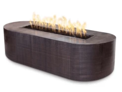 The Outdoor Plus 84 X 24 Inch Bispo Hammered Copper Gas Fire Pit With Flame Sense