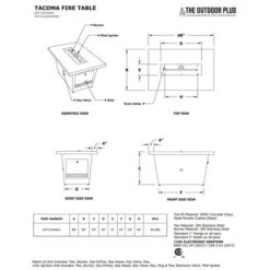The Outdoor Plus Tacoma 48 X 30 Inch Gas Fire Pit Table With Oak Top -Fire Pits Shop the outdoor plus tacoma 48 x 30 inch gas fire pit table with oak top 69